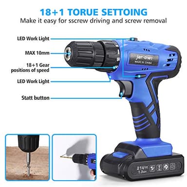 112 Piece Power Tool Combo Kits with 21V Cordless Drill, Professional Household Home Tool Kit Set with DIY Hand Tool Kits for Garden Office House Repair Maintain-Blue - Image 3