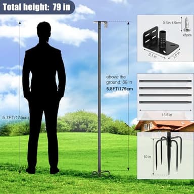 Gtongoko Smart Bird Feeder Pole 79 Inch Bluebird House Pole for Outdoors Weather Station Heavy Duty Metal Mounting Kit Adjustable Bird Feeder Stand Black - Image 2