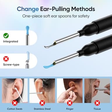 Ear Wax Removal Tool Camera with 8 Kits & 5 Ear Spoon, Ear Cleaner with Camera 1080P HD, Earwax Removal Kit with 6 LED Lights, Ear Wax Removal Kit for iOS & Android - Image 4