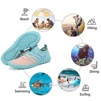 WateLves Water Shoes Mens Womens Beach Swim Shoes Quick-Dry Aqua Socks Pool Shoes for Surf Yoga Water Aerobics (Gradient Pink Blue, 38) - Image 8