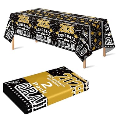 OHOME Graduation Decorations 2025 - Class of 2025 - Plastic Black Tablecloth for Graduation Party Decorations - Class of 2025 Decorations Party Favors Supplies Banner,54" X 108" - Image 9