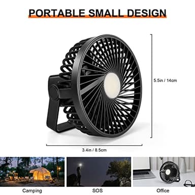 Odoland Camping Fan with LED Lantern, Rechargeable Battery Operated Fan with Hang Hook, Portable Camp Tent Fan, USB Table Fan with Light for Outages Hurricane Emergency - Image 5
