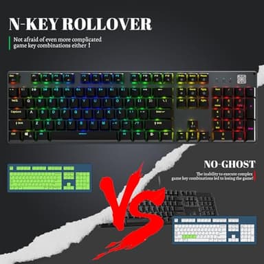 Black Emblem Mechanical Gaming Keyboard with Linear Red Switches, RGB Backlit Full Size 104 Key Programmable Wired Keyboard with Aluminum Base for Gaming/Typing/PC/Mac - Image 5