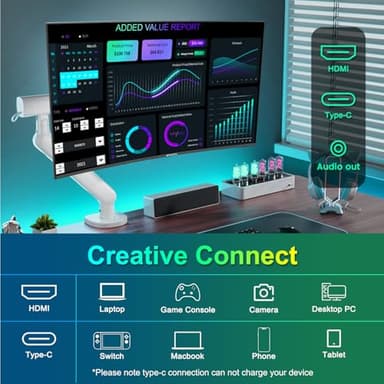SANSUI Curved Monitor 27 inch 100Hz USB Type-C Computer Monitor with Speakers Built in丨FHD 1080p丨HDR丨110% sRGB丨1500R丨VESA Compatible,for Tablet,Desktop,Laptop and PC Work Gaming - Image 5