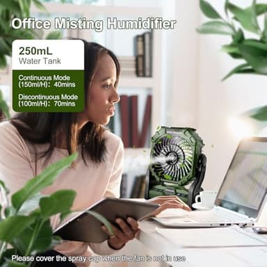 Odoland Portable Camping Fan with LED Lantern, 20000mAh Battery Operated Rechargeable Misting Fan with Light, 250mL Water Tank, Hook, Outdoor Tent Cooling Fans for Patios Beach Travel Summer, Green - Image 5
