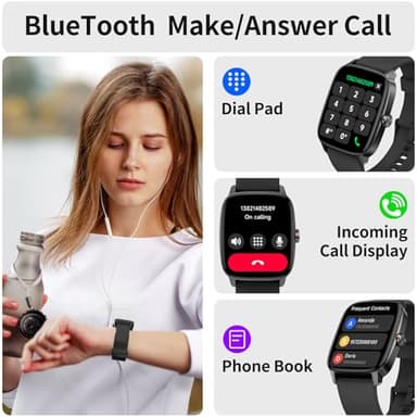 Smart Watch for Men Women, Bluetooth Calling, AI Built-in, IP68 Waterproof, Fitness Tracker, Sleep Monitoring, 1.85'' DIY Dial, 100+ Sports Modes, 7 Days Battery, Compatible with Android & iPhones - Image 2