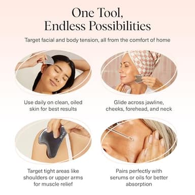 Kitsch Stainless Steel Gua Sha Facial Tools - Guasha Tool for Face, Face Sculpting Tool, Jawline Shaper, Double Chin Reducer, Body Gua Sha Tools, Lymphatic Drainage Massager, Facial Skin Care - Silver - Image 6