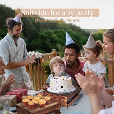 6 Pcs Buffet Risers with Mini Signs, Rustic Wood Cake Stands, Food Risers for Buffet Table, Dessert Display Stand, Wood Crates, Rustic Cake Stand for Party, Wedding, Birthday, Baby Shower, 3 Sizes - Image 8