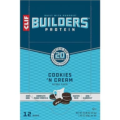 CLIF BUILDERS Protein Bars - Cookies 'n Cream Flavor - 20g Plant Based Protein - Gluten Free - Non-GMO - Low Glycemic - No Artificial Sweeteners - 2.4 oz. (12 Pack) - Image 16