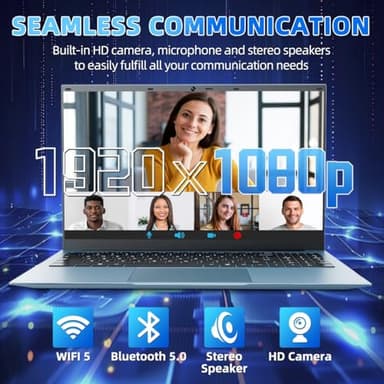 Naclud Laptops, 15.6 Inch Laptop Computer, 12GB DDR4 512GB SSD with Celeron N5095A Processor, FHD 1920x1080 Win 11 Notebook, 52WH Battery, 180° Viewing, Type-C, HDMI, USB 3.2, 5G WiFi, BT5.0(Gray) - Image 4