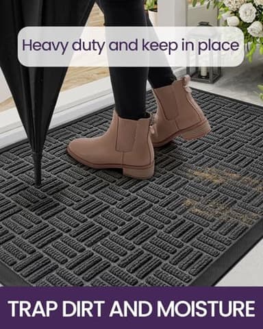DEXI Front Door Mat Outside Entrance, 4x6 ft Large Rubber Entry Doormat Heavy Duty, Welcome Mats Non Slip for Inside House Floor Entryway Double Doors Exterior Patio, Maze Black - Image 5