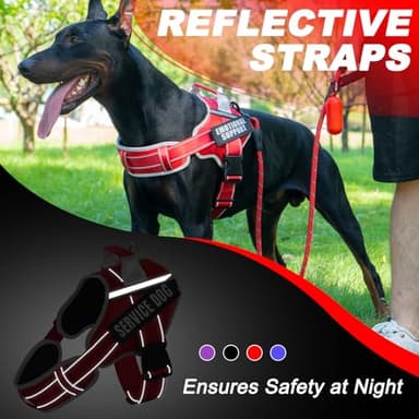 Neck Padded Dog Vest Harness and Leash Set, No Pull Adjustable Service Pet Harness with 8 Dog Patches, Reflective in Training Easy Control Pet Vest with 5ft Dog Leash for Medium & Large Dogs - Image 7