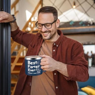 HECOMTRS Dad Gift for Fathers Day, Funny Dad Mug Father Day Gifts, Best Dad Ever Mugs with Hilarious Pattern, Gift for Daddy from Daughter Funny Papa Gifts Birthday Christmas-14oz (Navy Blue) - Image 8