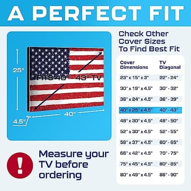 Garnetics Outdoor TV Cover 43 Inch – Waterproof & Weatherproof TV Enclosure, Smart Shield Screen Protector, Outside TV Covers for Moving & Storage - US Flag - Image 8