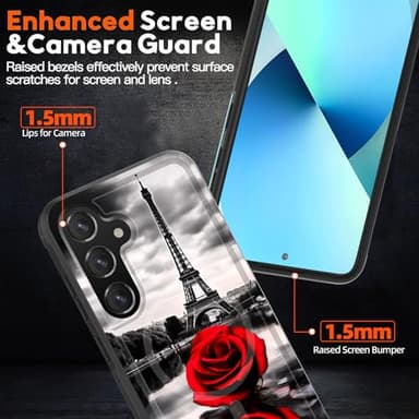 ZQLPLZR Magnetic for Galaxy S24 Case,[Compatible with MagSafe] [Military Grade Drop Protection] Heavy Duty Shockproof Phone Case for Samsung Galaxy S24 5G (6.2") 2024,Vintage Eiffel Tower Rose Flower - Image 5