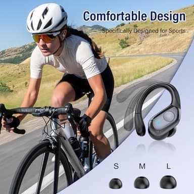 Qecnato Wireless Earbuds Bluetooth 5.4 Headphones 75H Stereo Deep Bass Sports Over Ear Buds with Earhooks, LED Display Bluetooth Earbuds with 4 ENC Mic, IP7 Waterproof Earphone for Running, Black - Image 6