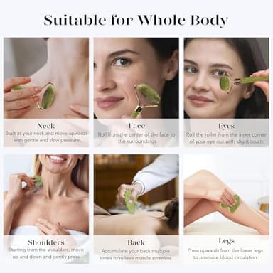 BAIMEI IcyMe Gua Sha & Jade Roller Facial Tools Face Roller and Gua Sha Set for Puffiness and Redness Reducing Skin Care Routine, Self Care Gift for Men Women - Green - Image 5