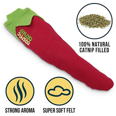 Cosmic OurPets 100-Percent North American Catnip Filled Chili Cat Toy-Hot Stuff (Interactive Cat Toys; Catnip Toys) - Image 2
