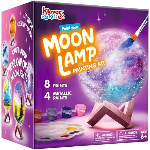 Klever Kits DIY 3D Moon Night Light, Paint Your Own Moon Lamp Kit Galaxy Lamp Arts and Crafts Kit, School Activities, Birthday Gifts for Kids Girls Boys - Image 1