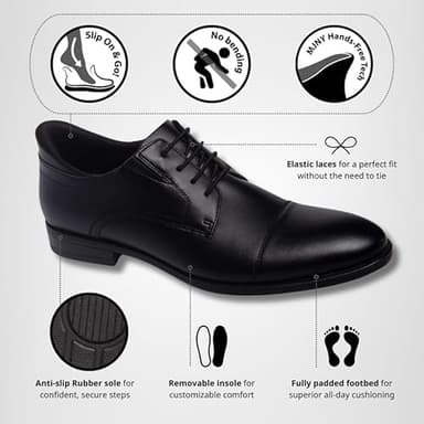 Marc Joseph New York Mens Hands Free Slip On Business Formal Classic Captoe Oxfords Dress Shoes for Men Black 10.5 - Image 2