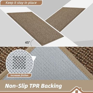 BEQHAUSE Dirt Trapper Door Mat 32" x 48", Non-Slip Washable Doormats Entrance Mat, Dirt Resistant and Absorbent Welcome Mat, Low Profile Floor Mats for Front Back Door and Entryway, Beige - Image 6