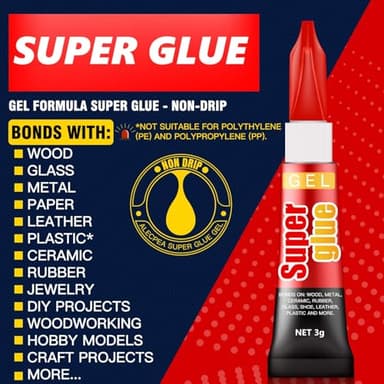 3 Gram (Pack of 12) Single use Super Glue Gel, Super Fast, Thick & Strong Adhesive Superglue, Cyanoacrylate Glue for Hard Plastics, DIY Craft, Ceramics, Frame, Leather, Metal Etc - Image 4