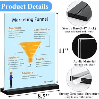 Acrylic Sign Holder 8.5x11 Vertical,Clear Double-Sided Stand Plastic Picture Frames Paper Holder Menu Table Display Stand Flyer Document Holder TableTop Sign Holder for Home, Store Office,2Pack - Image 4