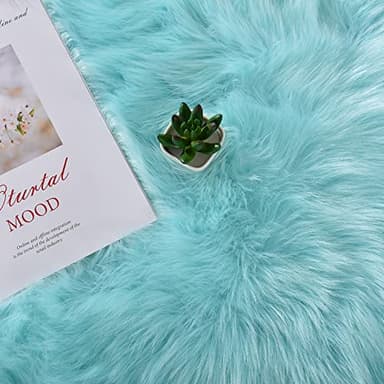 Latepis Light Blue Area Rug 6x9 Faux Fur Teal Rugs for Living Room Washable Shag Fluffy Rugs for Bedroom Dorm Fuzzy Soft Rug Home Decor Rectangle - Image 6