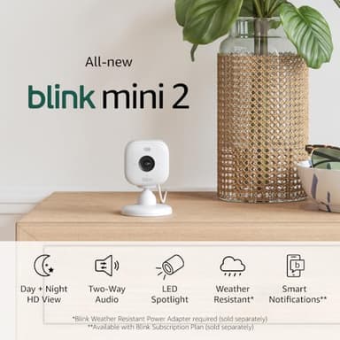 Blink Mini 2 — Home Security & Pet Cameras with HD video, color night view, motion detection, two-way audio, and built-in spotlight — 2 cameras (White) - Image 7