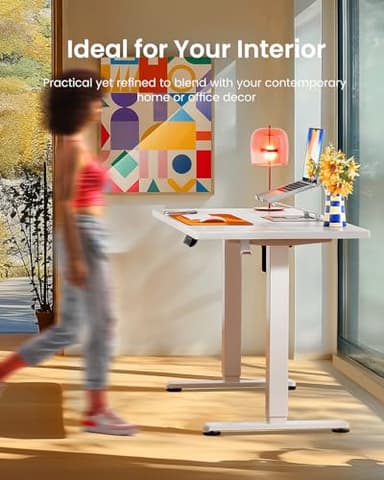 ErGear Height Adjustable Electric Standing Desk, 48 x 24 Inches Sit Stand up Desk, Memory Computer Home Office Desk with Two-Piece Desktop (White) - Image 7