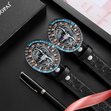 DOOPAI Men's Western Cowboy Belt –2 pack Longhorn Bull Pattern Buckle with Printed Engraving, Adjustable Strap, Fits Jeans - Image 5