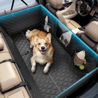 Wigoo Dog Car Seat Cover for Back Seat, 450lbs Full Hardbottom Dog Hammock, Heavy Duty Waterproof Car Bed Extender for 2-3 Medium Dogs, Backseat Protector for Sedan/Medium-Truck, Size-L, Black - Image 1