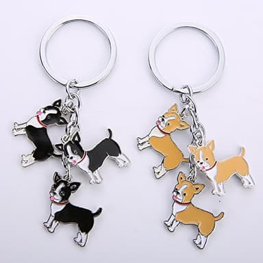 Aeiniweraabbcc Pet Keychain,Three Cute Dogs Pendant Style Lovely Jewelry Dog keying Bag Charm Metal Pet Key Ring for Hoilday Birthday Gift (Black Chihuahua) - Image 2