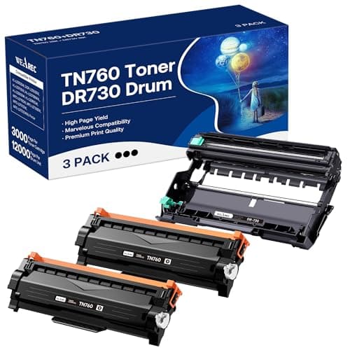 WEAREC TN760 Toner Cartridge and DR730 Drum Unit Replacement for Brother TN-760 TN730 DR730 DR 730 Work with DCP-L2550DW HL-L2350DW HL-L2390DW HL-L2395DW Printer (2 Toners, 1 Drum Unit, 3Pack) - Image 1