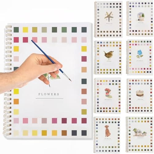 Watercolor Workbooks for Beginners,16 Spiral-Bound Pages Dispersed Watercolor Book for Adults, Arts and Crafts Supplies Gift (Flowers) - Image 1