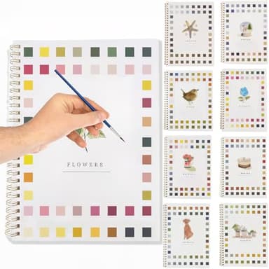 Watercolor Workbooks for Beginners,16 Spiral-Bound Pages Dispersed Watercolor Book for Adults, Arts and Crafts Supplies Gift (Flowers) - Image 1