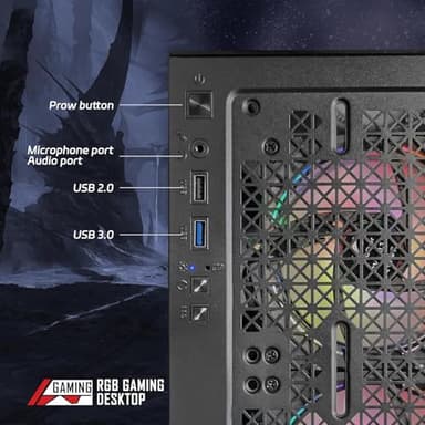 STGAubron Gaming PC Computer Desktop, Intel Core i5 up to 3.6G, Radeon RX 590 8G, 16G RAM, 1T SSD, 600M WiFi, BT 5.0, RGB Fan x 3, Windows 11 Home - Image 7
