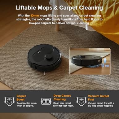 roborock Qrevo Series Robot Vacuum and Mop, 8000Pa Suction, Upgraded from Qrevo S, Anti-Tangle Brushes, Smart Obstacle Avoidance, Auto Mop Washing, All-in-One Dock, 200RPM Spinning Mops, Black(QV 35A) - Image 6