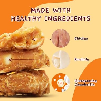 Jungle Calling Dog Treats Long Lasting, Rawhide Chews for Dogs, Chicken Wrapped Rawhide Donuts, Chewy Snacks for Medium Large Dogs - Image 4