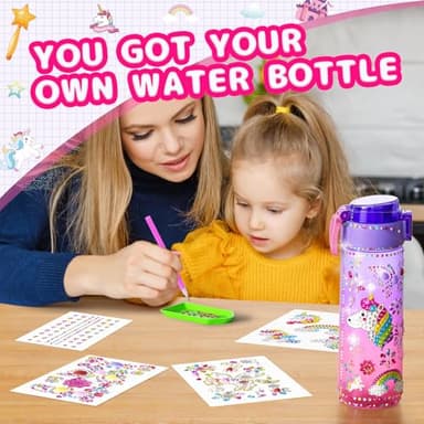 Gifts for Girls 4-12, Decorate Your Own Water Bottle Kits for Girls, Unicorn Diamond Painting Toys & Friendship Bracelet Kit, Fun Arts Crafts for Kids Ages 4-6-8-10, Birthday Gifts Toys for Kids - Image 2