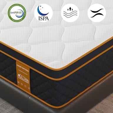 Qabefy Queen Mattress, 12 Inch Memory Foam Hybrid Mattress in a Box, Medium Firm and Individually Pocket Springs - Pressure Relief, CertiPUR-US Certified, Motion Isolation - Image 7