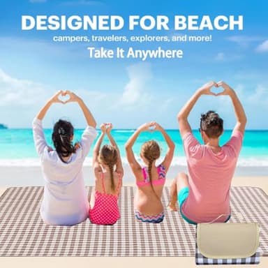 LRUUIDDE Extra Large Picnic Blanket Beach Blankets, Outdoor Foldable Waterproof Sand Mat for Beach Camping Hiking Travel Family Concerts Grass Park Music Festival Lawn Mats (Brown, 80x60inch) - Image 7