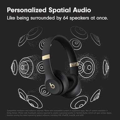 Beats Solo 4 - Wireless Bluetooth On-Ear Headphones, Apple & Android Compatible, Up to 50 Hours of Battery Life - Black & Gold (Renewed Premium) - Image 2