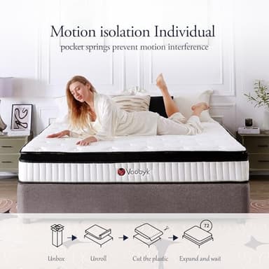 Vaobyk Full Size Mattress, 10 Inch Memory Foam Hybrid Mattress in a Box with Pocket Springs, Pressure Relief & Motion Isolation, CertiPUR-US Certified - Image 6