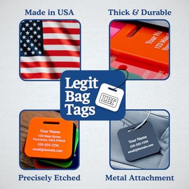 Custom Luggage Tags (3 or 6 Pack) - Personalized Unique Suitcase & Backpack Travel, Durable, Waterproof & Heavy Duty (Red) - Image 5