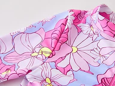 UMELOK Toddler Girls Swimsuit One Piece Full Zip with Long Sleeve UPF 50+ Sun Protection Swimwear Rash Guard Shirts Pink Flower,18M - Image 7