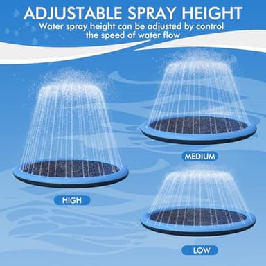 YAUNGEL Splash Pad for Dogs - 97in Non-Slip Splash Sprinkler Pad for Kids Toddlers Baby, 0.58mm Thickened Durable and Foldable Dog Pool Summer Outdoor Water Toys Play Mat, Blue - Image 5