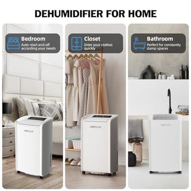 AIRPLUS 4,500 Sq.Ft 70 Pint Dehumidifier for Basements and Home-with Drain Hose,Efficient,Energy-with Dual Protection and 4 Smart Modes,24H Timer,Defrost,for Large room - Image 8
