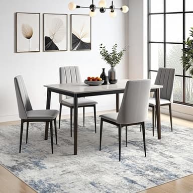 DMOYEST Living Room Area Rugs - 9x12 Abstract Large Soft Indoor Washable Rug Neutral Modern Low Pile Carpet for Bedroom Dining Room Farmhouse Home Office - Grey Blue - Image 4