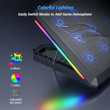 Trullypine Laptop Cooling Pad with 12 Quiet Fans, Slim Portable for 12-17.3 Inch Laptop Cooler Stand with 5 Height Adjustable, Ergonomic Gaming Cooling Fan Pad with Two USB Ports & Phone Holder (Gear) - Image 4